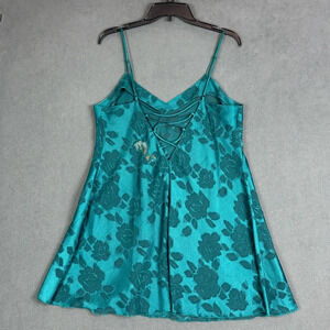 Vintage VICTORIAS SECRET Slip Dress/Top Floral Green Y2K Babydoll Nighty SZ: LG